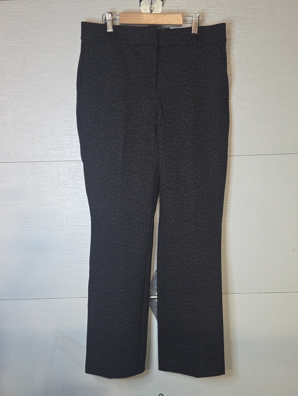 Rafaella Black Subtle Leopard Jacquard Dress Pants